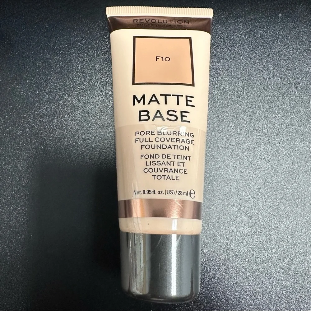 Revolution Matte Base Foundation F10 Shade Full Coverage NIB